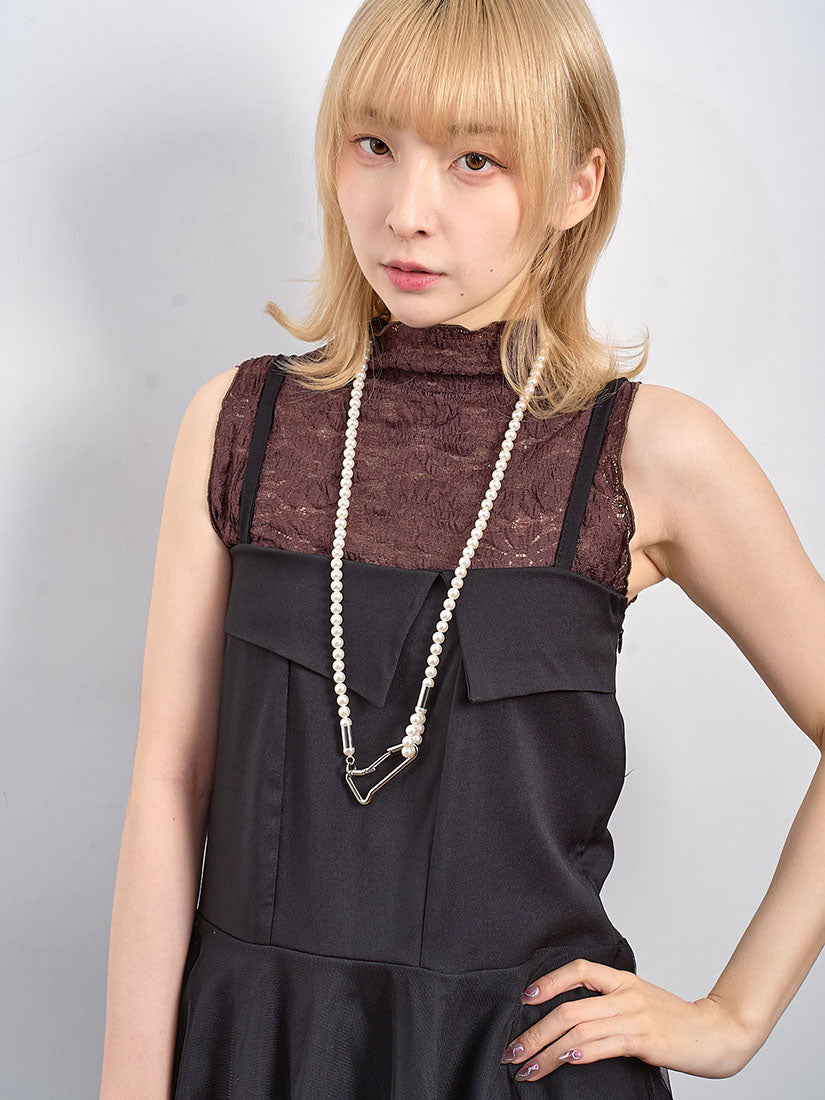 Textured Floral Lace Mock Neck Vest Top (3 Colours)