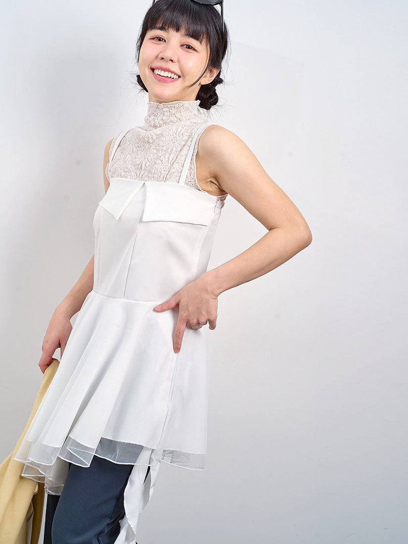 Textured Floral Lace Mock Neck Vest Top (3 Colours)