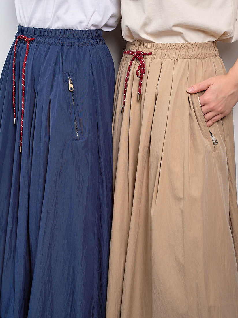 Drawstring Waist Zipper Pocket Skirt (2 Colours)