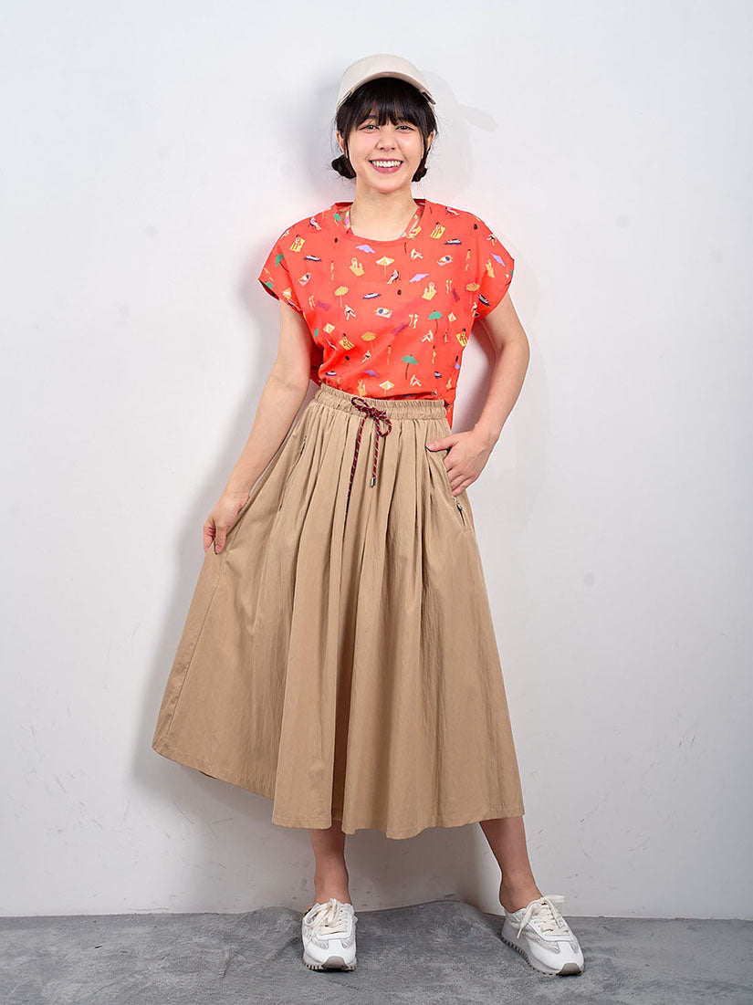Drawstring Waist Zipper Pocket Skirt (2 Colours)