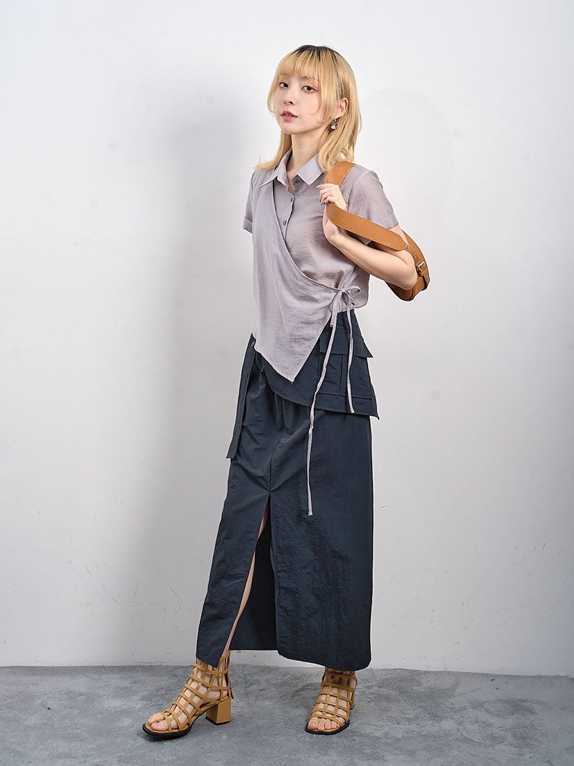 Fold Cuff Wrap Shirt (2 Colours)