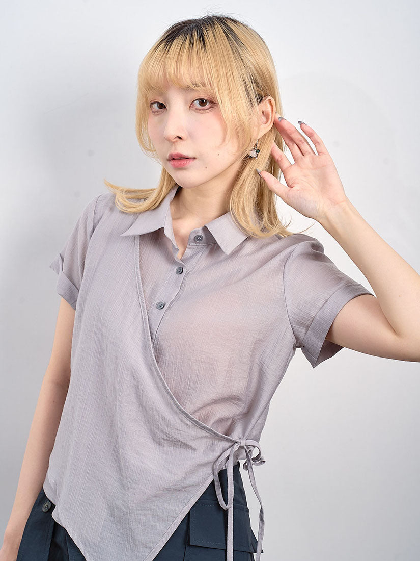 Fold Cuff Wrap Shirt (2 Colours)