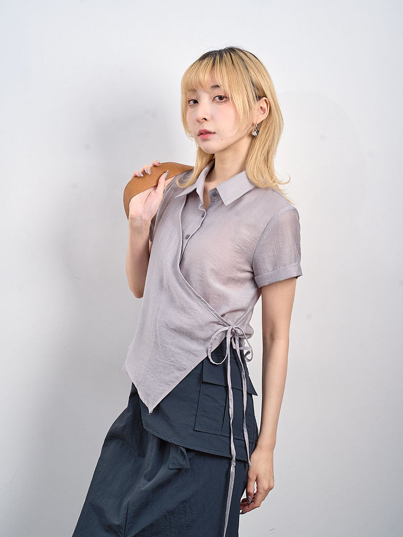 Fold Cuff Wrap Shirt (2 Colours)