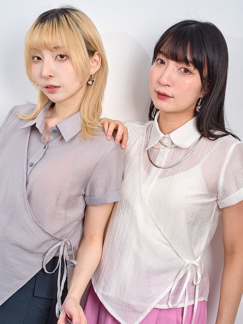 Fold Cuff Wrap Shirt (2 Colours)