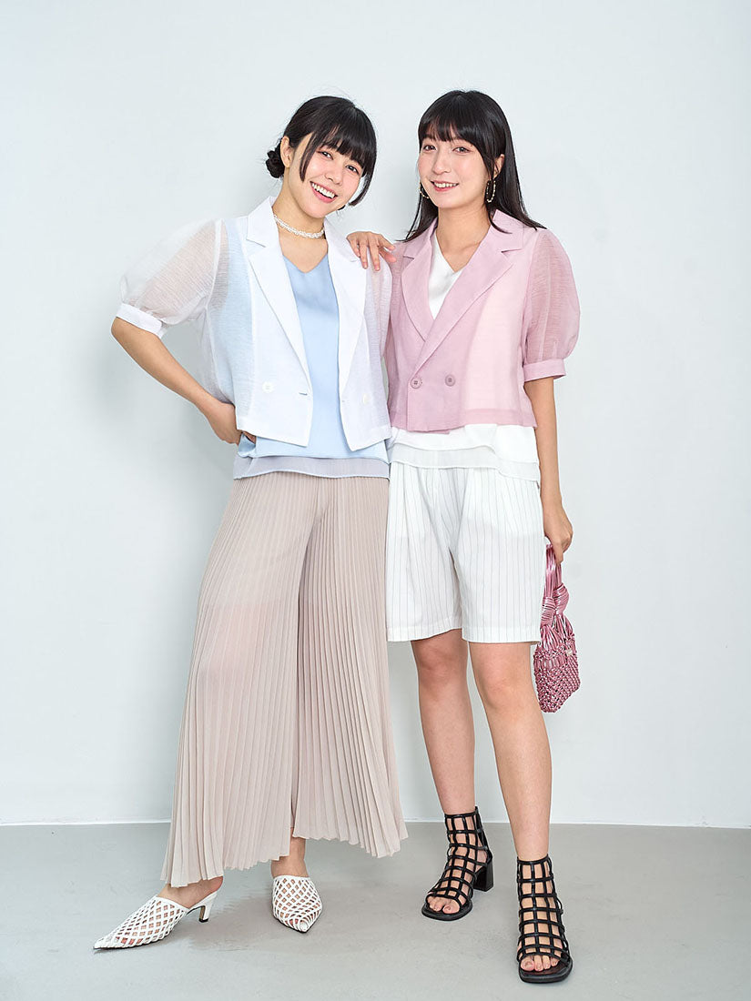 Sheer Double Breast Crop Blazer (2 Colours)