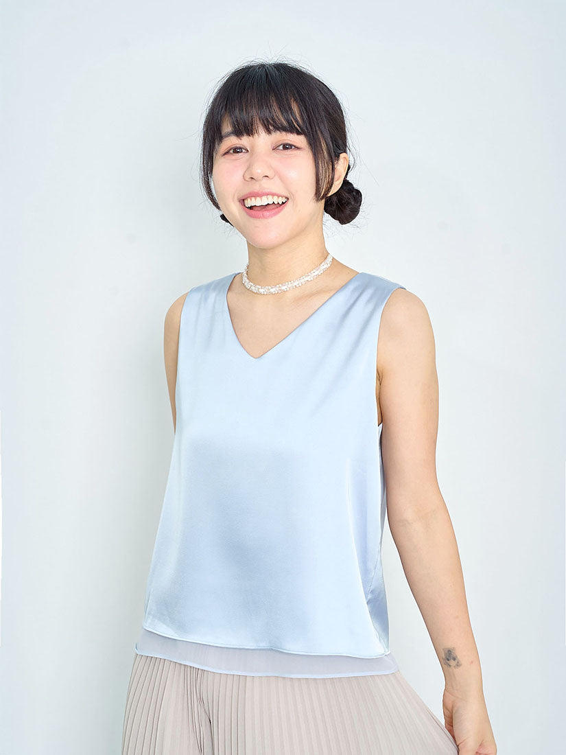 Layered Silky V Neck Vest (4 Colours)