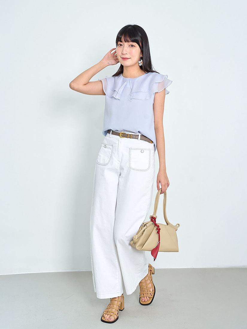 Embroidered Pocket Wide Leg Pants (3 Colours)