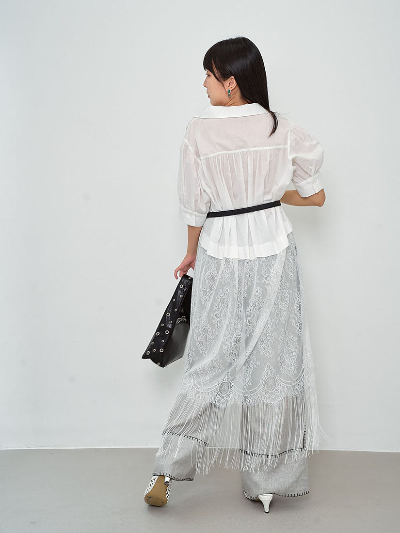 Lace Panel Fringe Hem Shirt Dress (2 Colours)