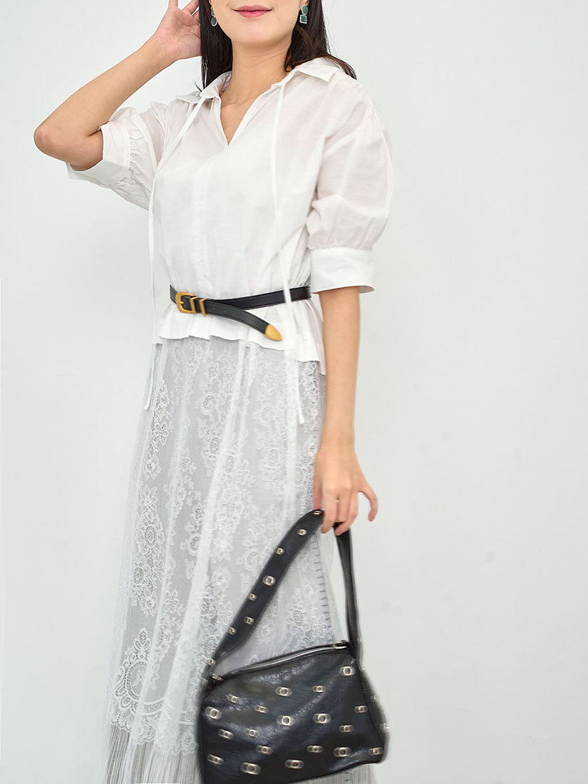 Lace Panel Fringe Hem Shirt Dress (2 Colours)