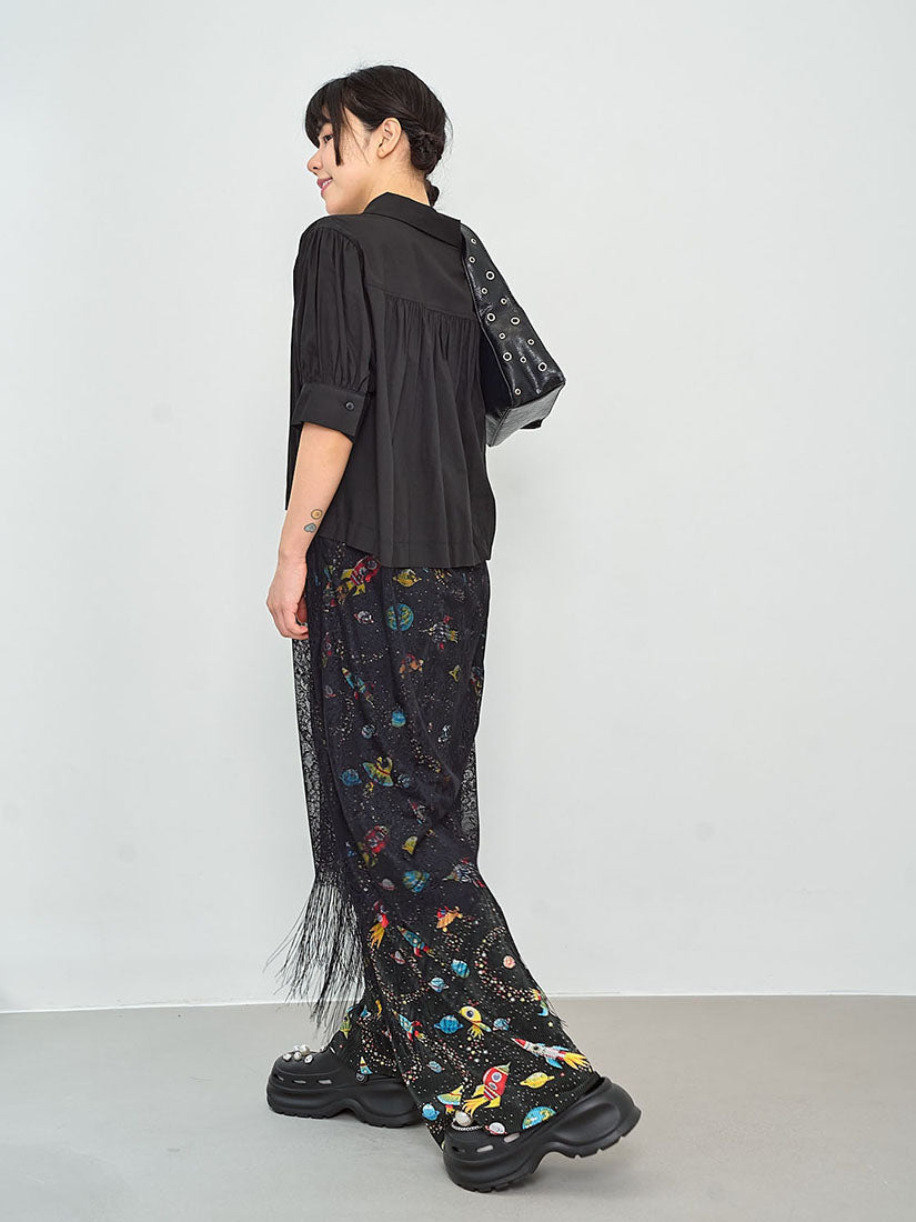 Lace Panel Fringe Hem Shirt Dress (2 Colours)