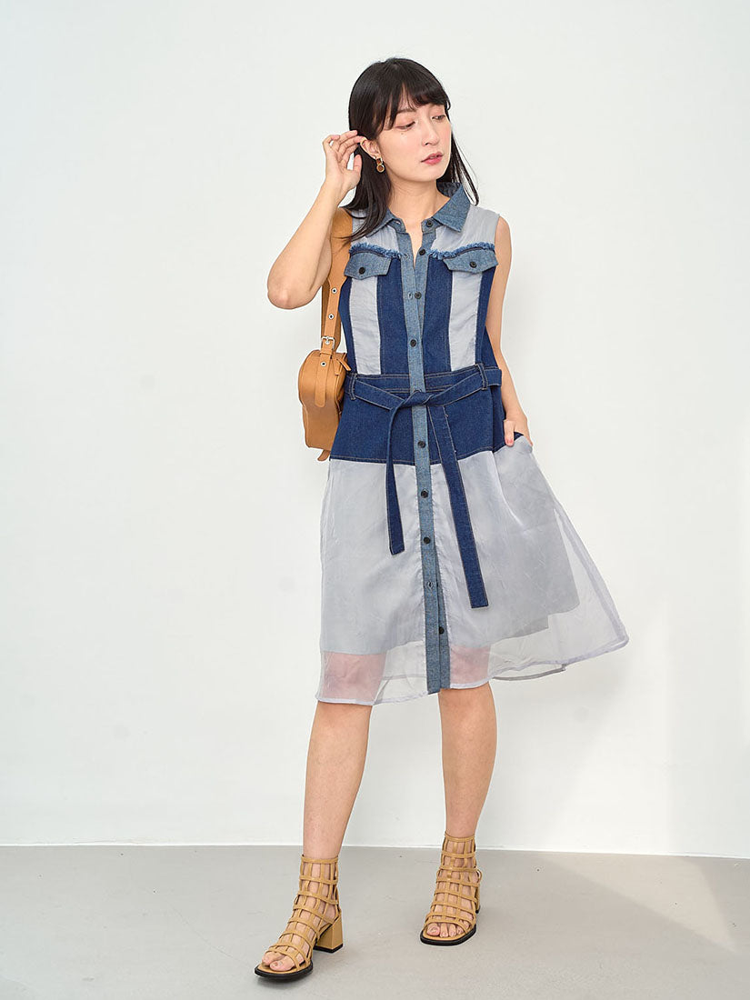 Denim Patch Shirt Dress (2 Colours)
