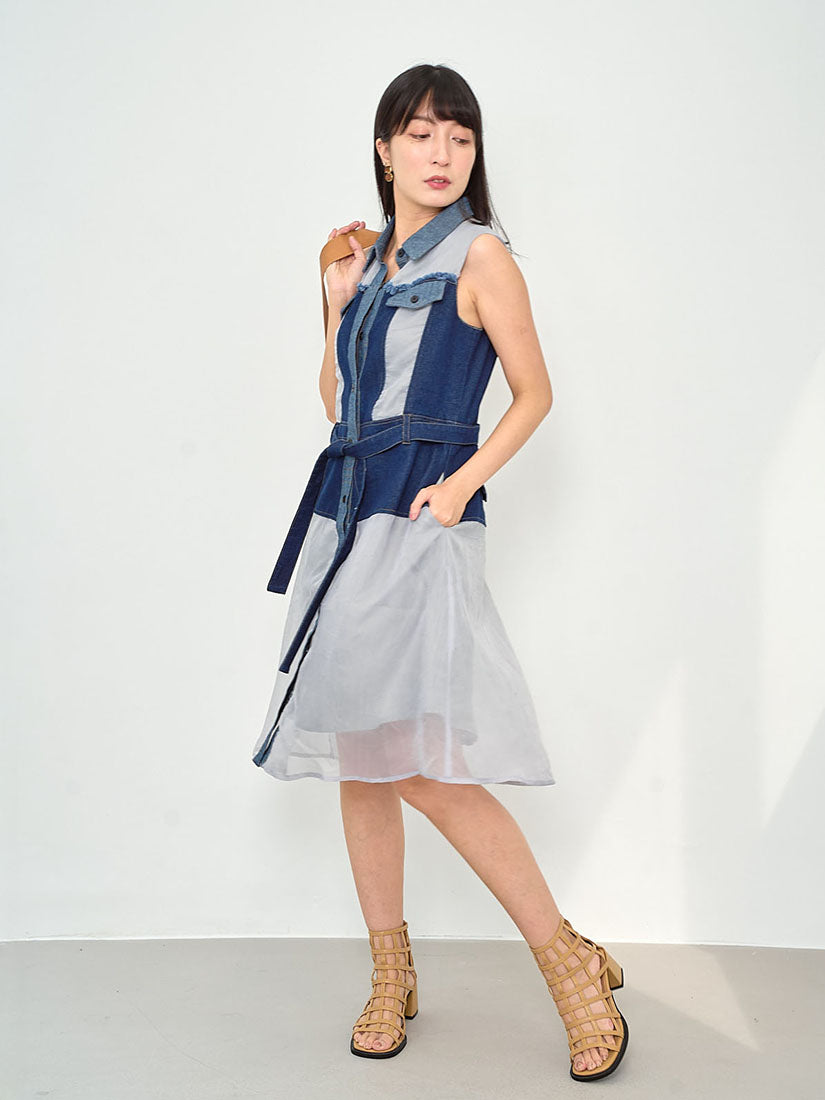 Denim Patch Shirt Dress (2 Colours)
