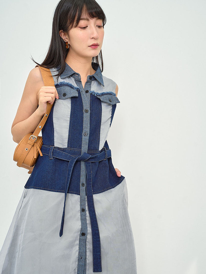 Denim Patch Shirt Dress (2 Colours)