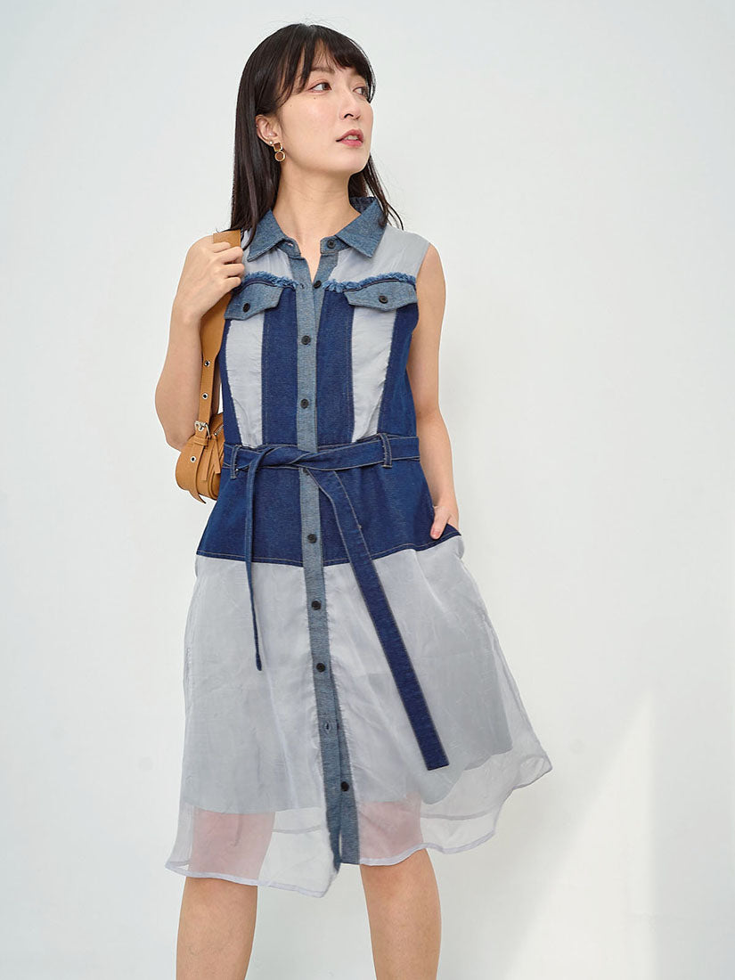 Denim Patch Shirt Dress (2 Colours)