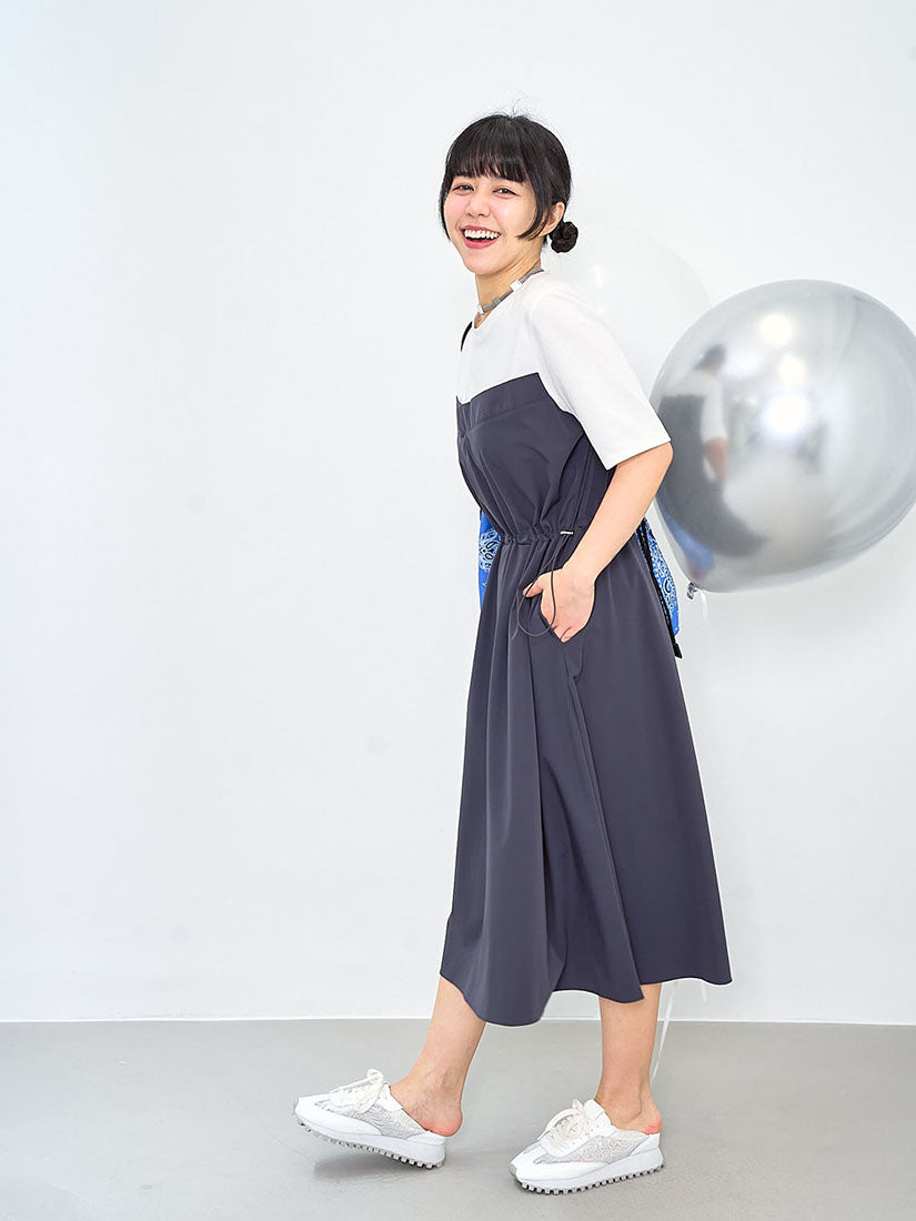 Drawstring Waist Panel Tee Dress (2 Colours)