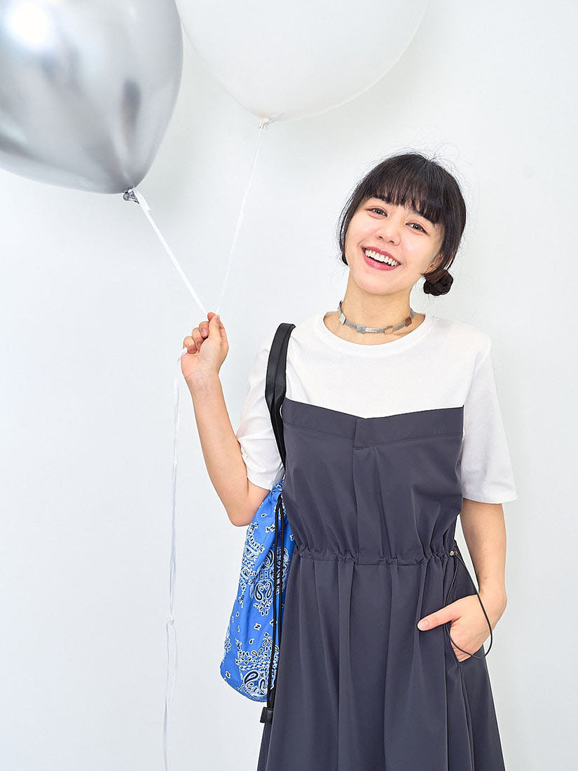 Drawstring Waist Panel Tee Dress (2 Colours)