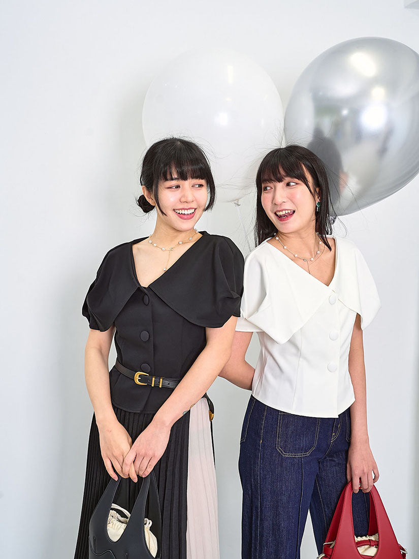 Cocoon Cape Sleeve Button Up Top (2 Colours)