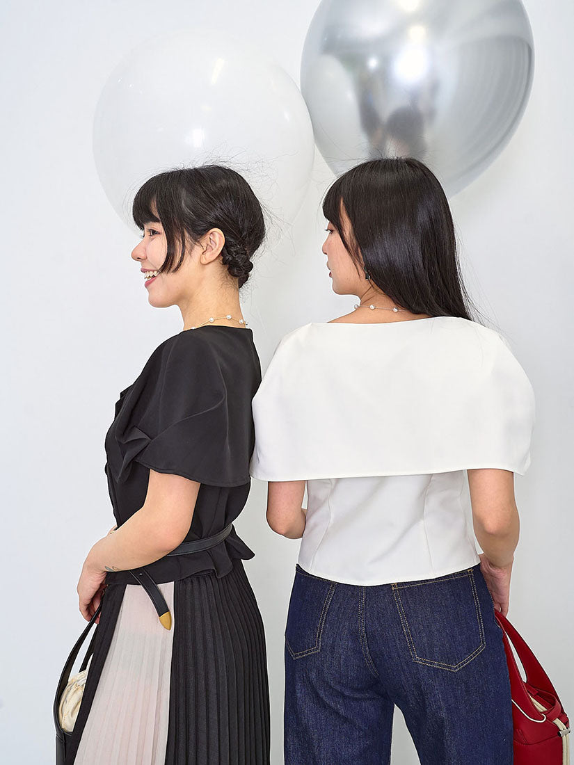 Cocoon Cape Sleeve Button Up Top (2 Colours)