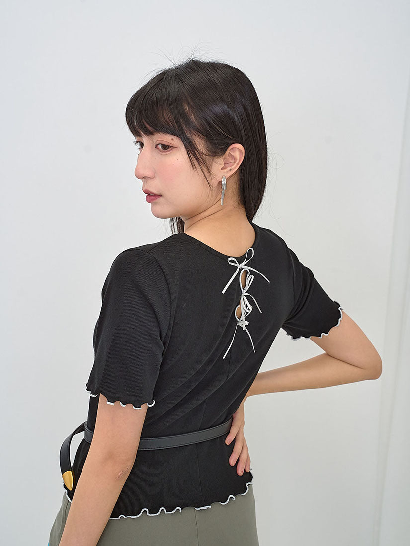 Ribbon Bow Key Hole Back Top