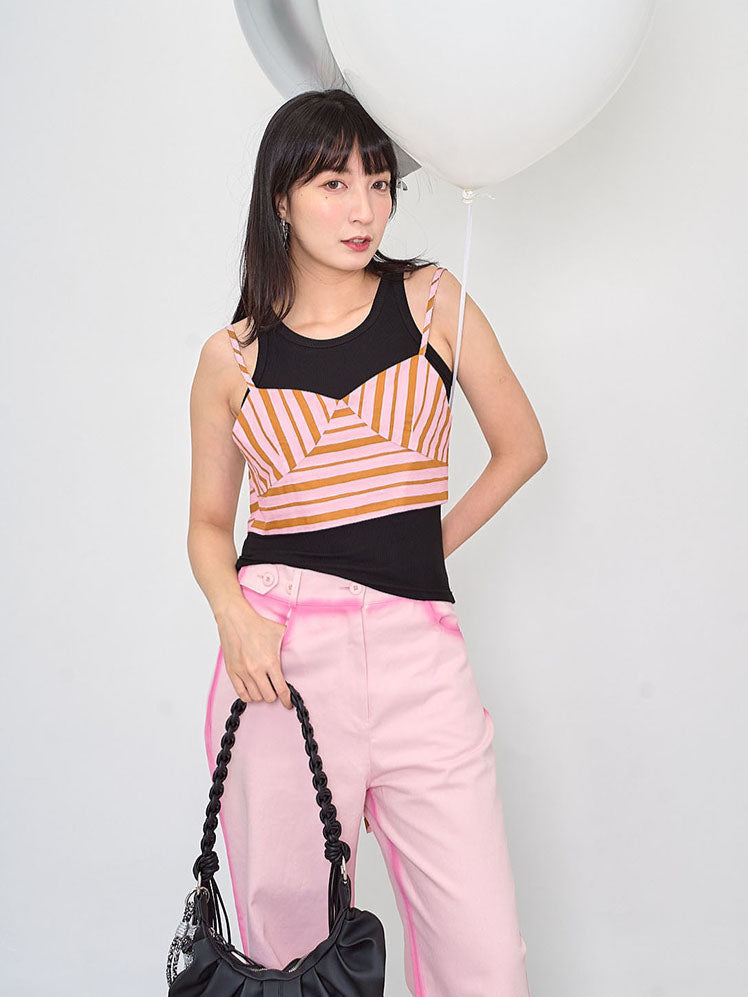 Tie Back Striped Bra Top