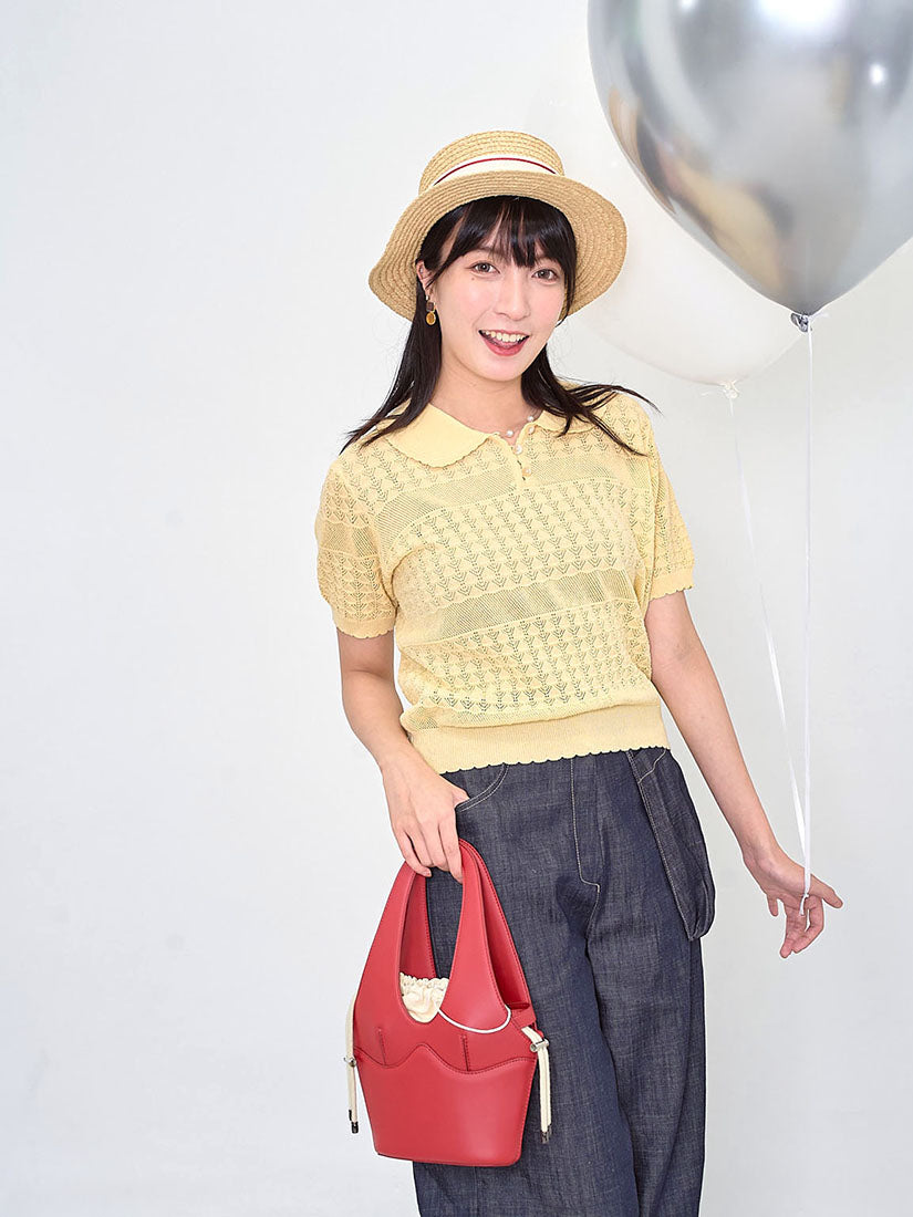 Pointelle Knit Polo Sweater (2 Colours)