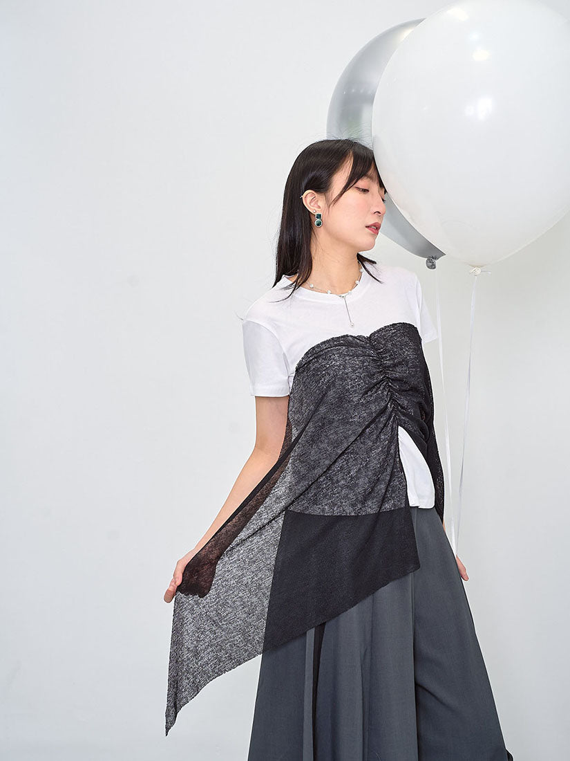 Mesh Patch Drape Tee