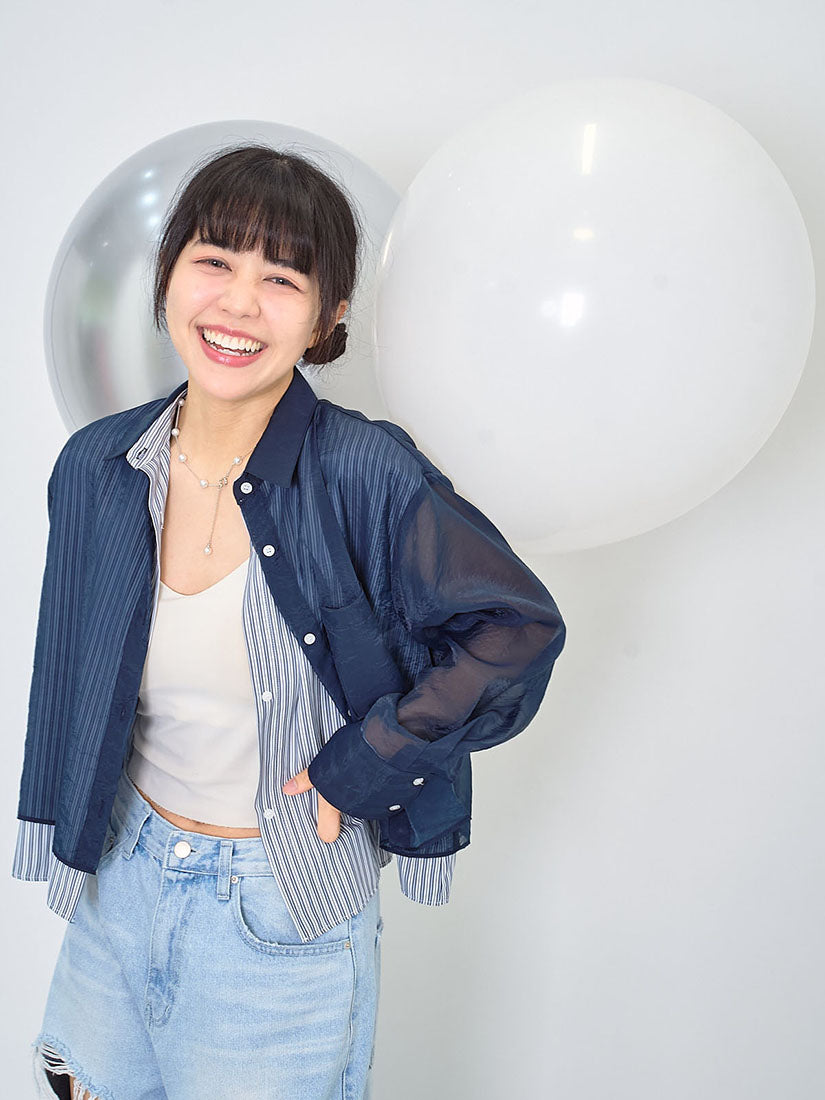 Organza Layered Striped Shirt (2 Colours)