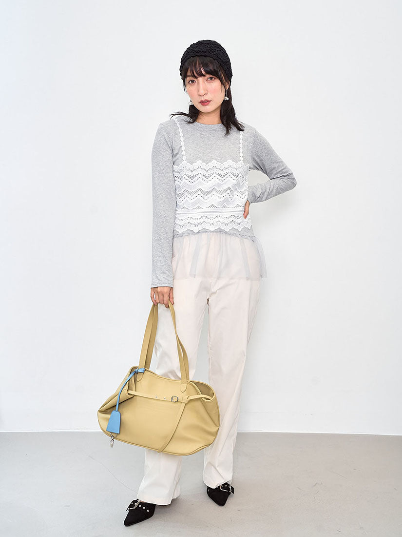 Double Waistband Eyelet Detail Pants (2 Colours)