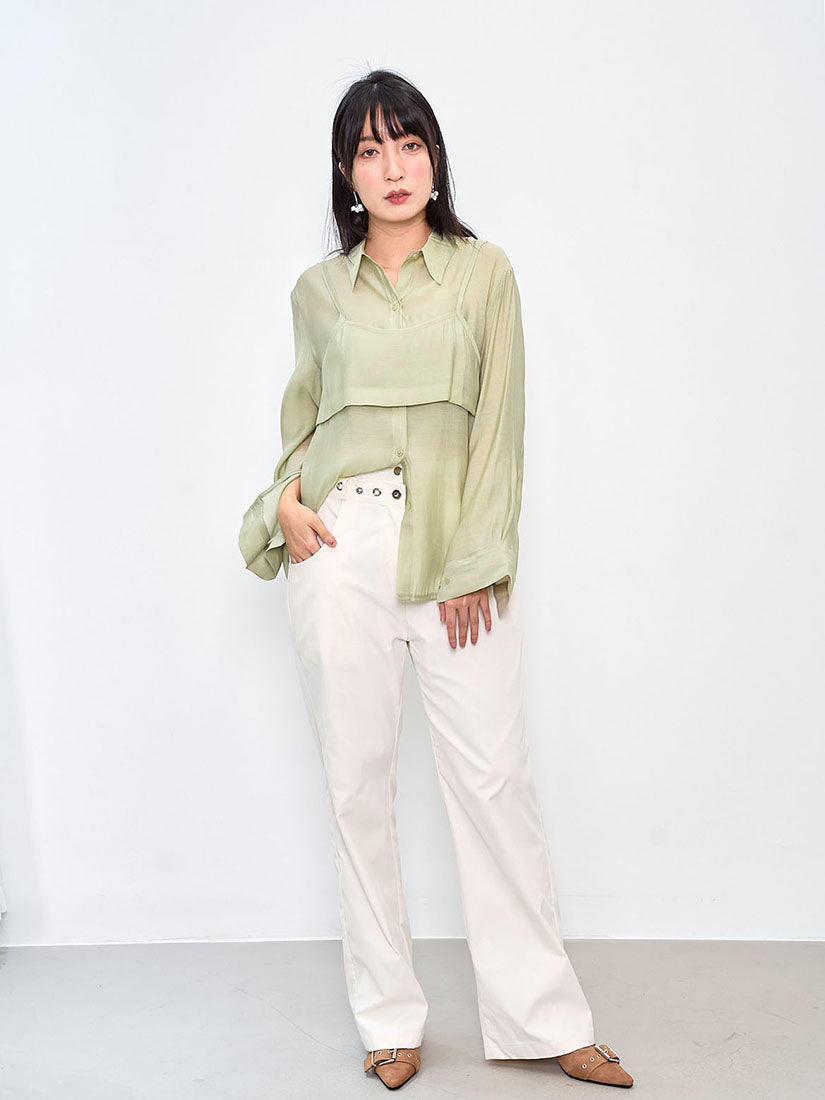 Crop Camisole Layered Shirt (2 Colours)