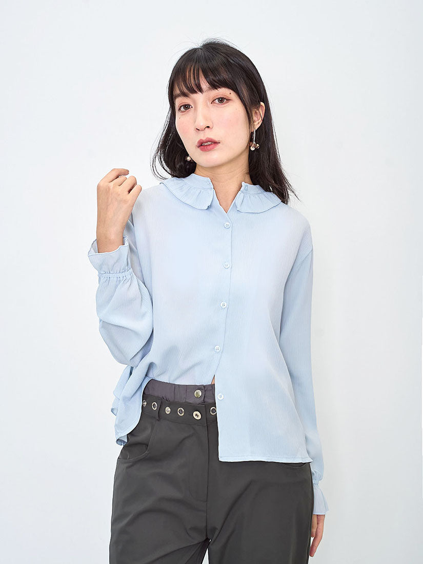2ways Ruffle Detail Vest Layered Shirt (2 Colours)