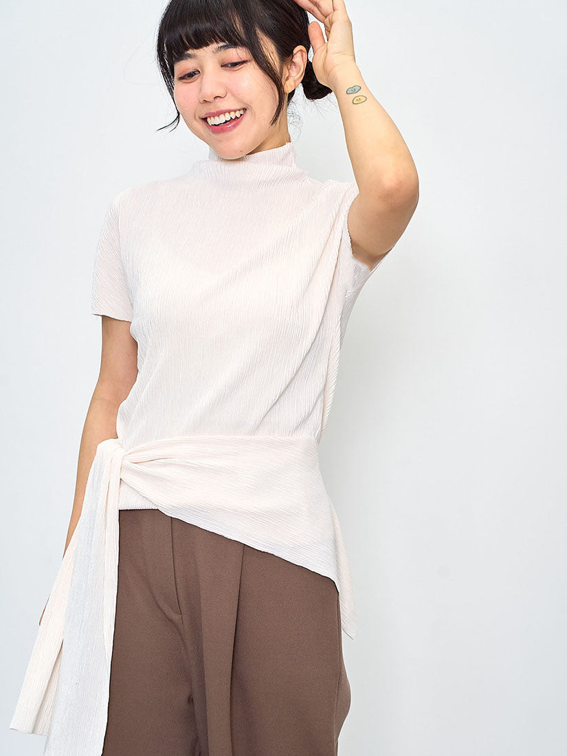 Pleated Wrinkle Top With Sailor Scarf (4 Colours)