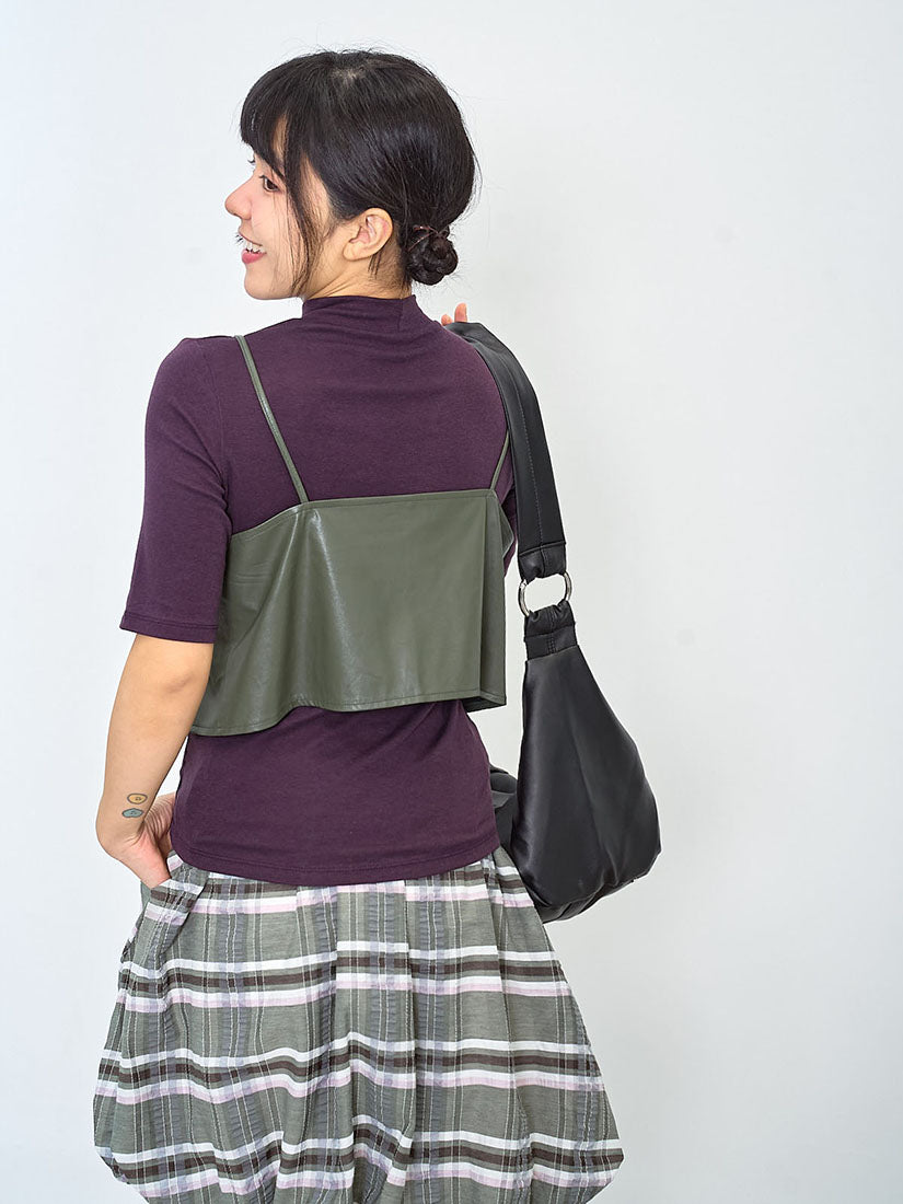 Drawstring Waist Plaid Bubble Skirt (2 Colours)
