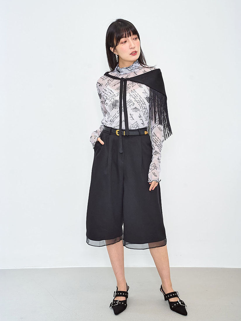 Sheer Hand Writing Printed Mesh Top (3 Colours)
