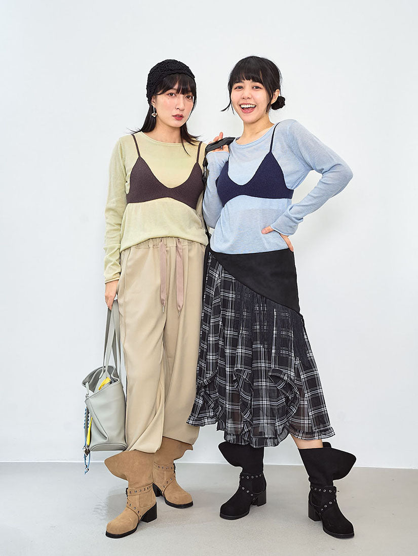 Knitted Bar Top With Sweater Set (2 Colours)