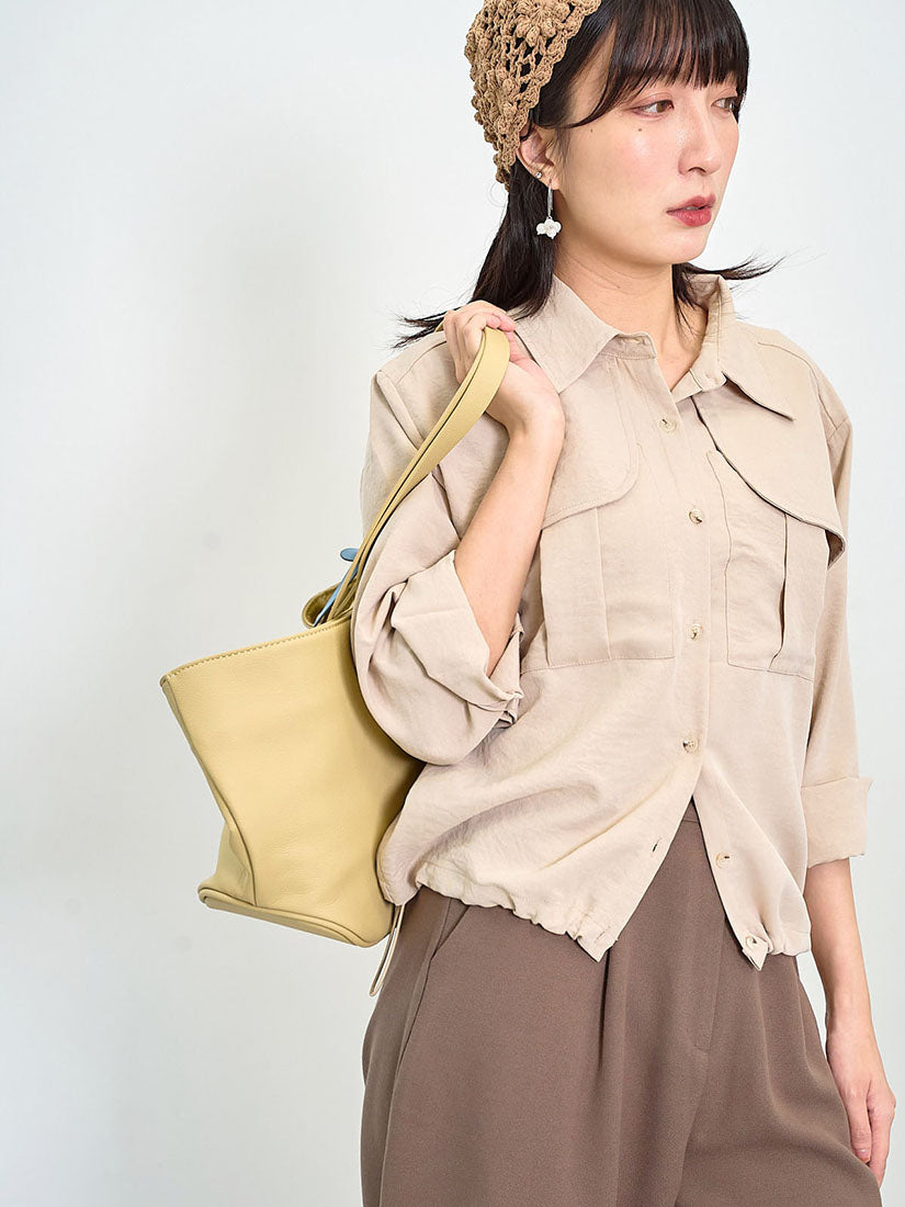 Flap Detail Drawstring Waist Blouse (2 Colours)