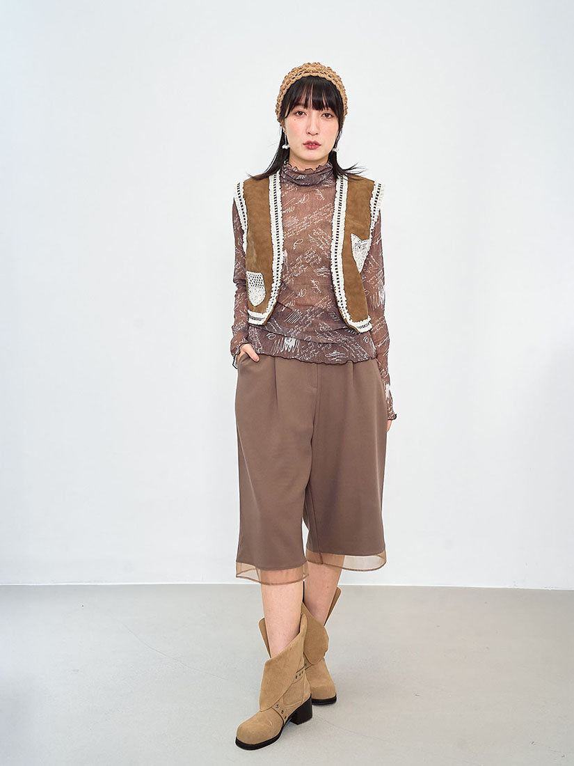 Sheer Hand Writing Printed Mesh Top (3 Colours)