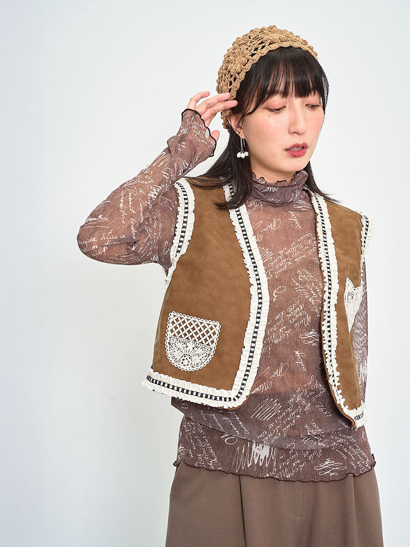 Sheer Hand Writing Printed Mesh Top (3 Colours)