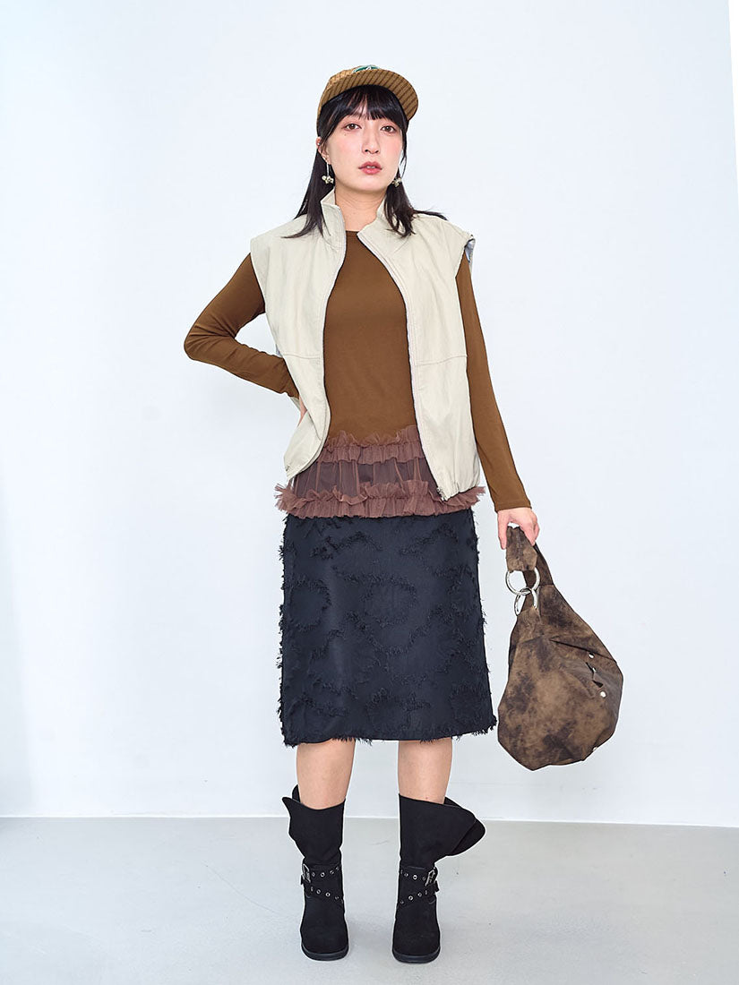 Tassel Texture Midi Skirt (2 Colours)