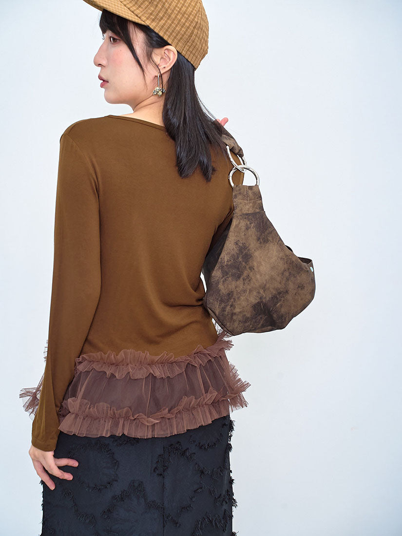 Ruffle Mesh Hem Top (2 Colours)