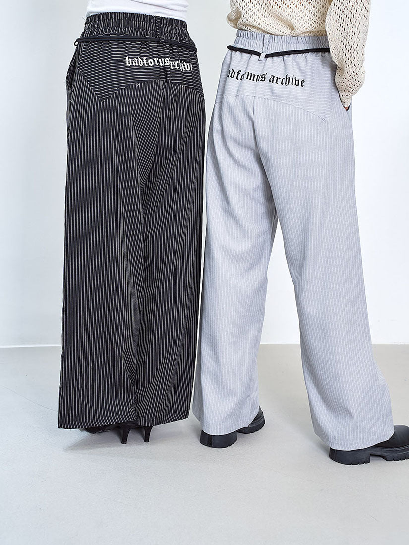 Back Yoke Printed Striped Pants (2 Colours)