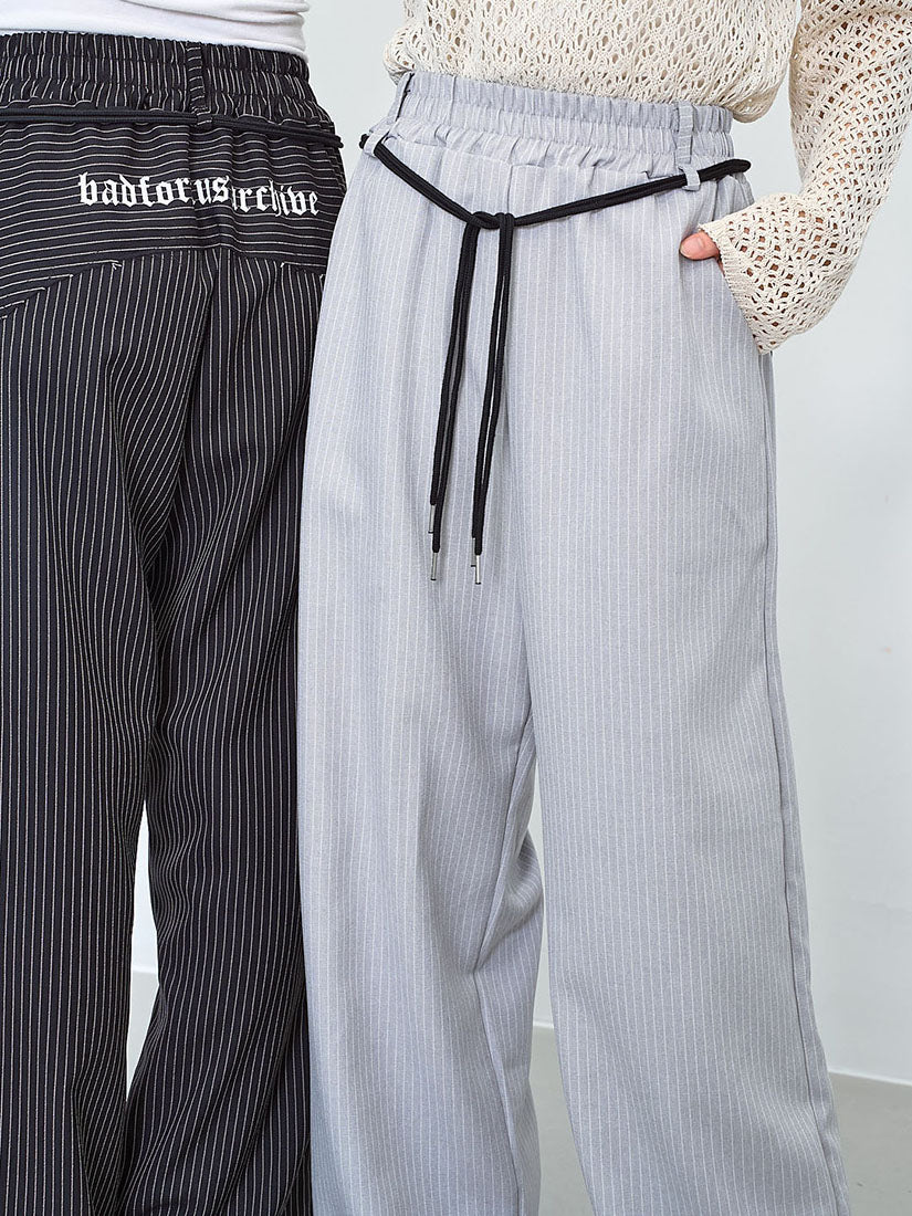 Back Yoke Printed Striped Pants (2 Colours)