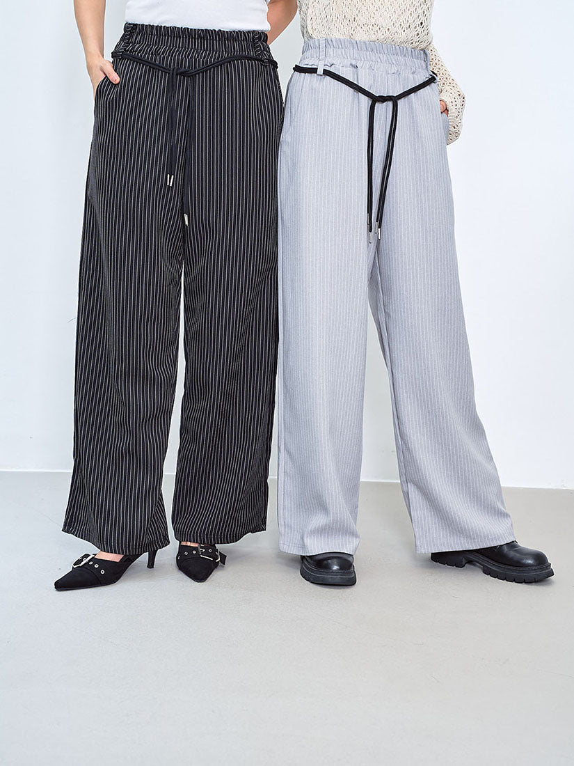 Back Yoke Printed Striped Pants (2 Colours)