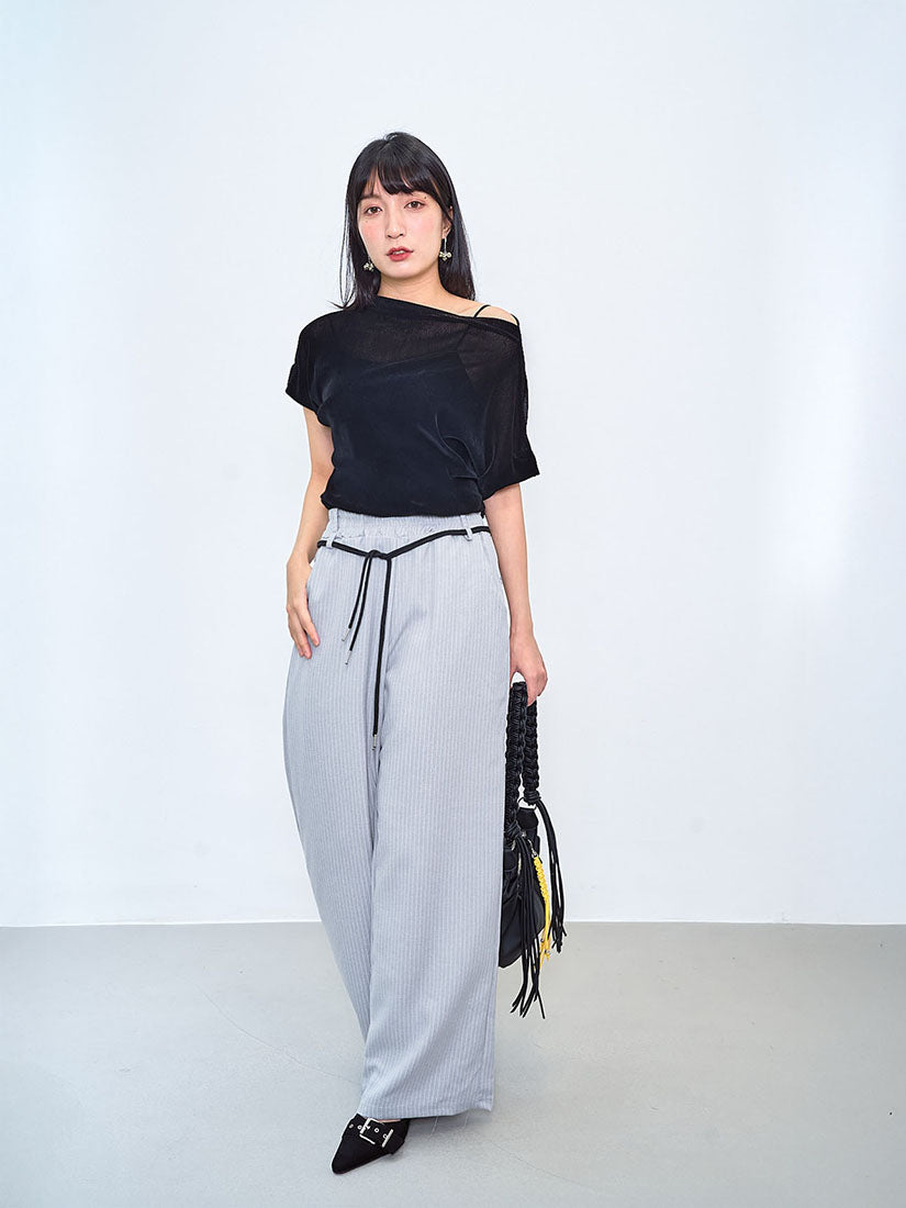 Back Yoke Printed Striped Pants (2 Colours)