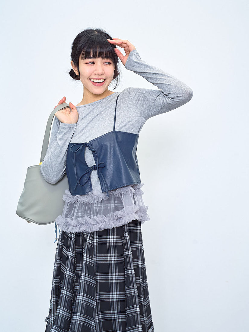 Ruffle Mesh Hem Top (2 Colours)