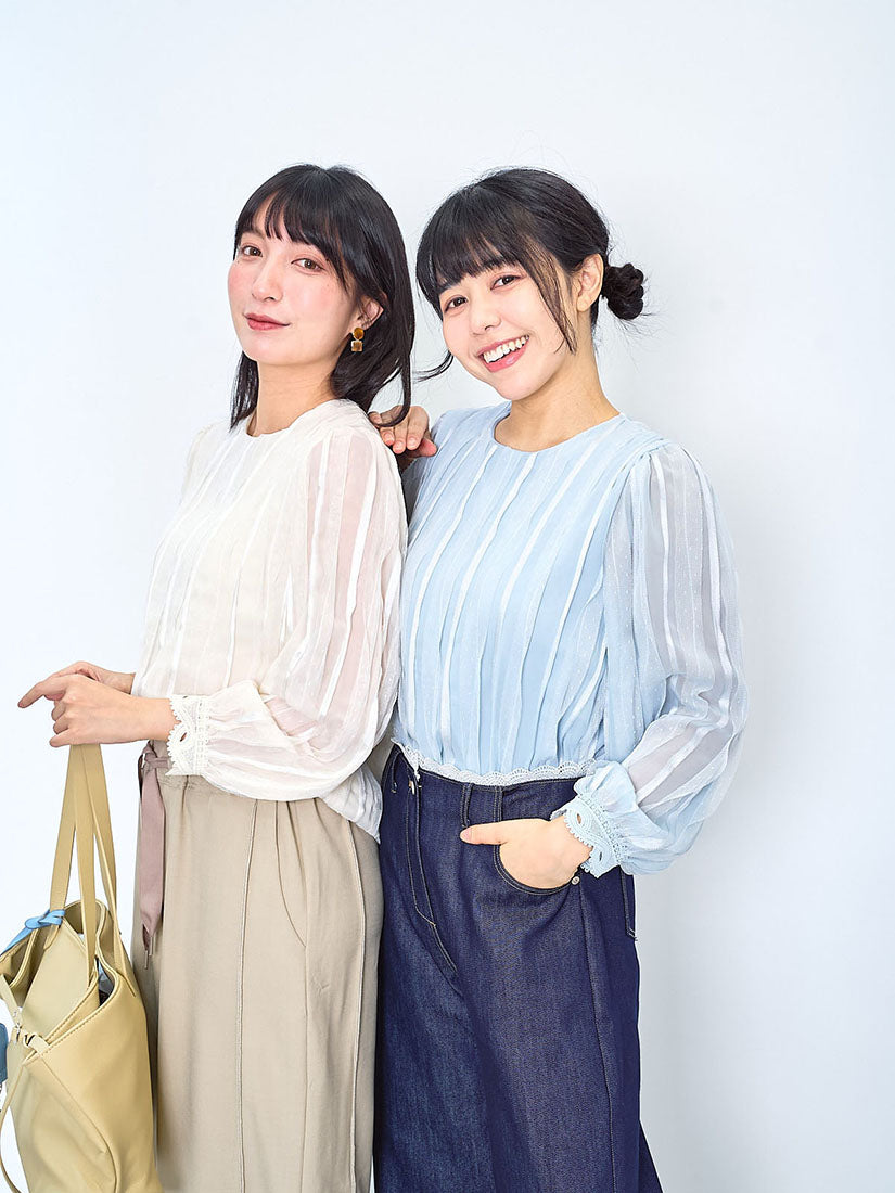 Mesh Striped Chiffon Top (2 Colours)