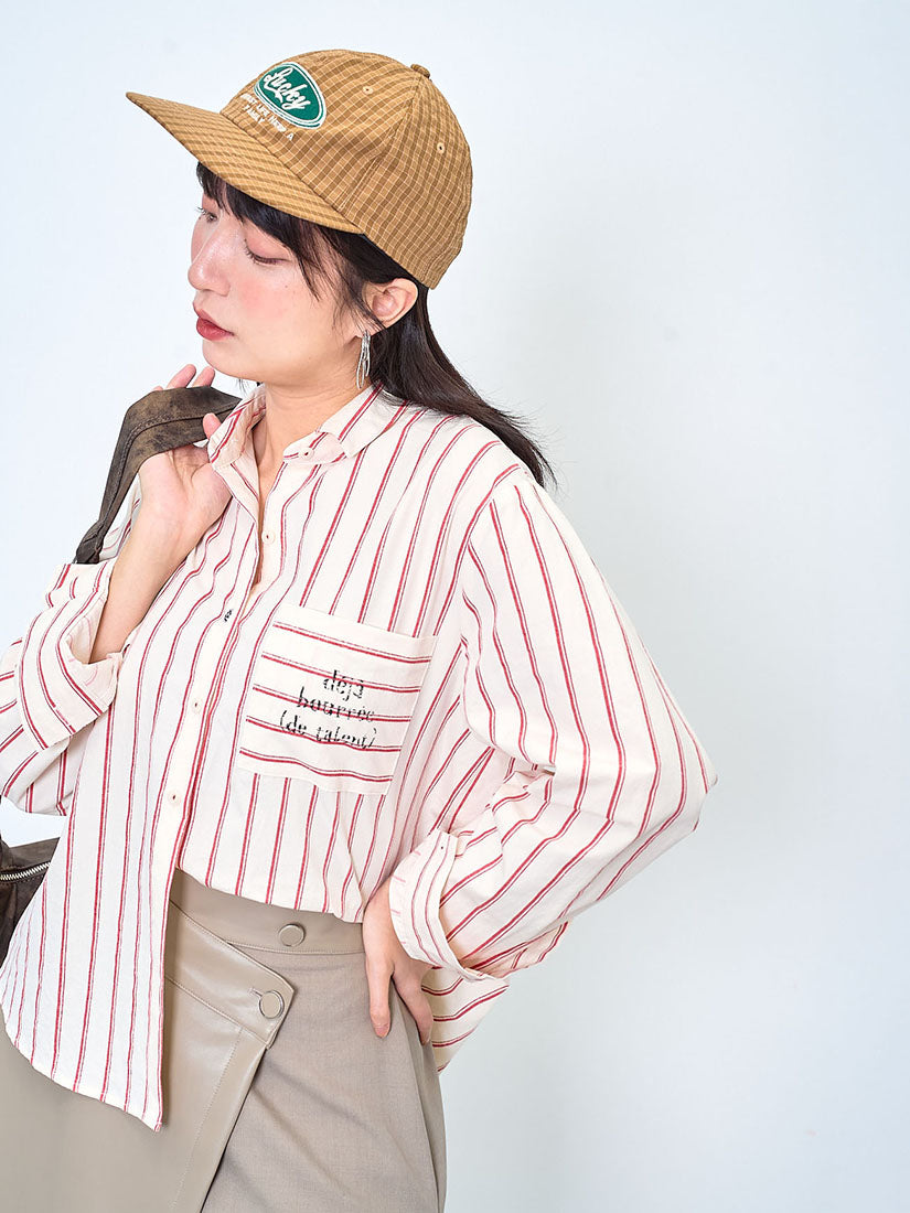 Printed Pocket Striped Shirt (2 Colours)
