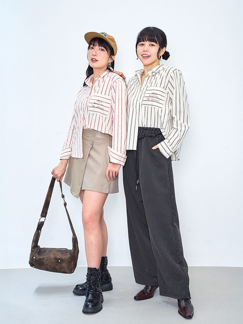 Printed Pocket Striped Shirt (2 Colours)