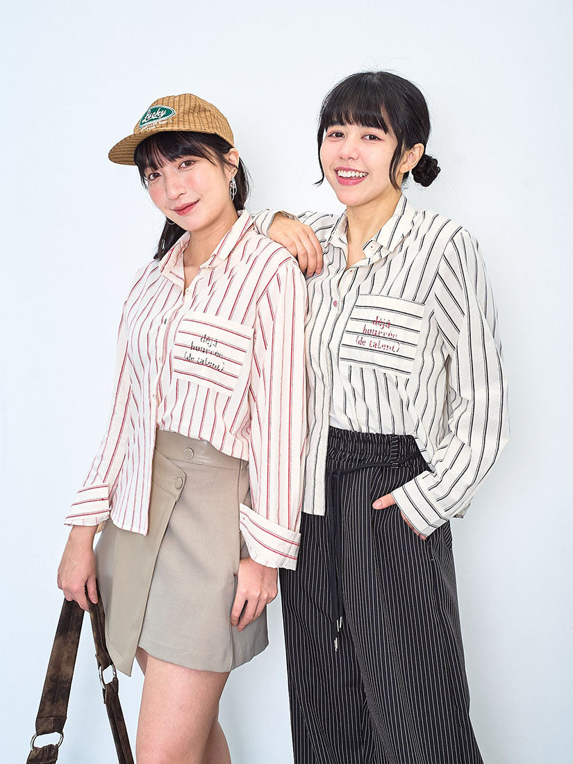 Printed Pocket Striped Shirt (2 Colours)