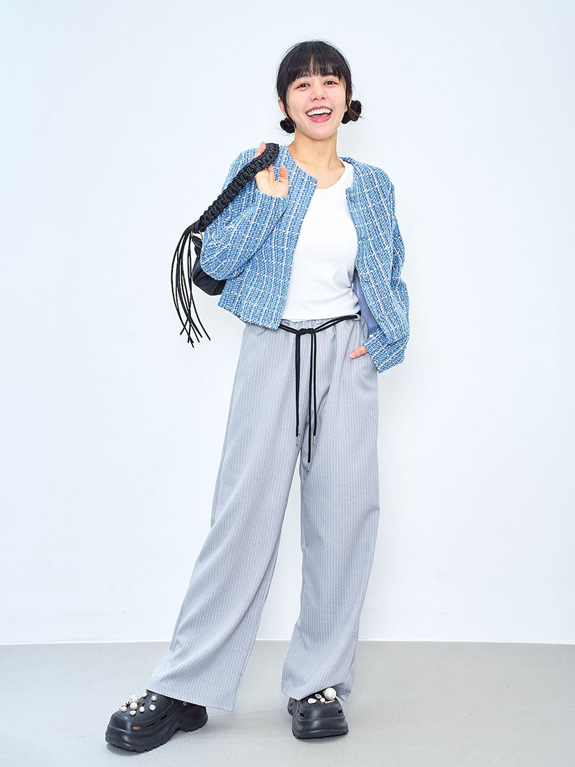 Back Yoke Printed Striped Pants (2 Colours)