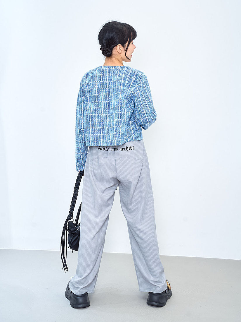 Back Yoke Printed Striped Pants (2 Colours)